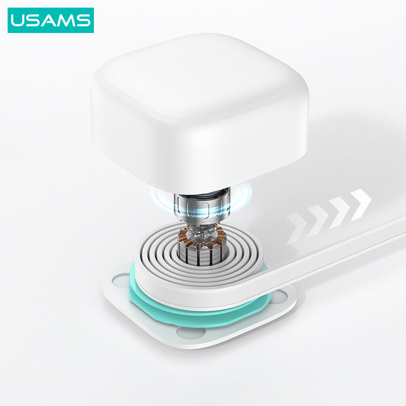 USAMS US-CC204 XMF Series PD 35W Dual Output GaN Fast Charger with Type-C Magnetic Retractable Cable Module, UK Plug USAMS US-CC204 XMF Series PD 35W Dual Output GaN Fast Charger with Type-C Magnetic Retractable Cable Module, UK Plug